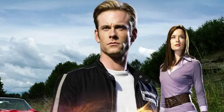 Eric Johnson as Steven "Flash" Gordon andGina Holden as Dale Arden on the poster for 'Flash Gordon'